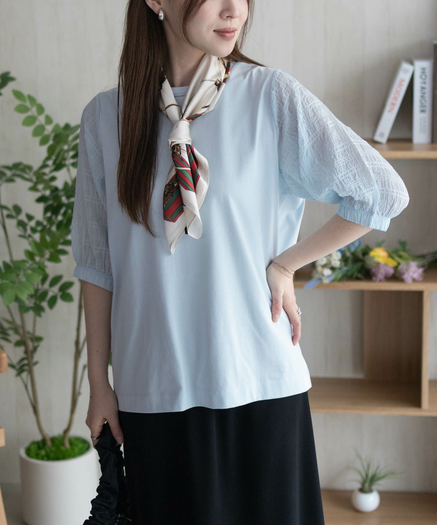 HusHusH  袖異素材プルオーバー レディース メール便 対応商品商品画像-3