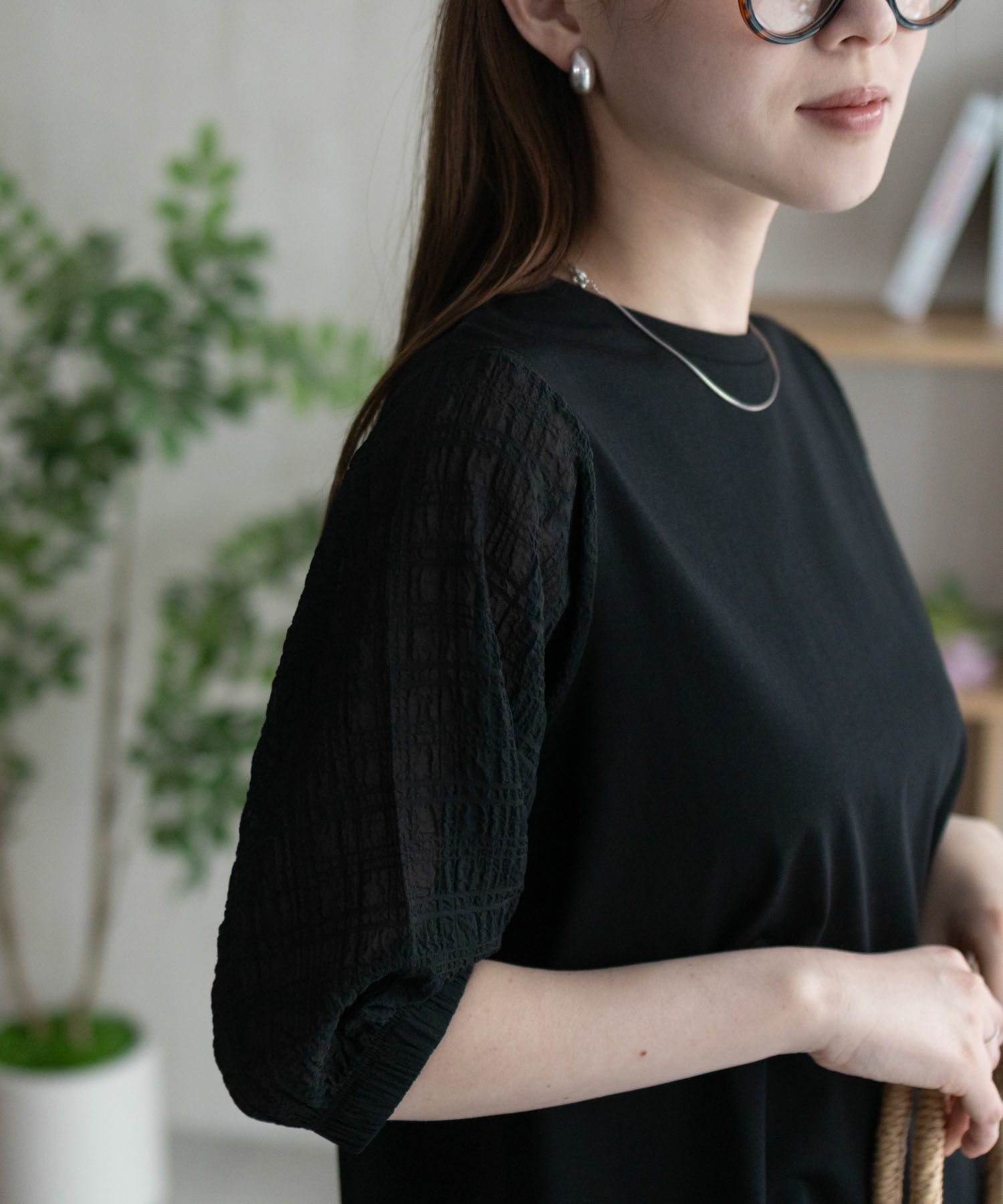 HusHusH 袖異素材プルオーバー レディース メール便 対応商品商品画像-9