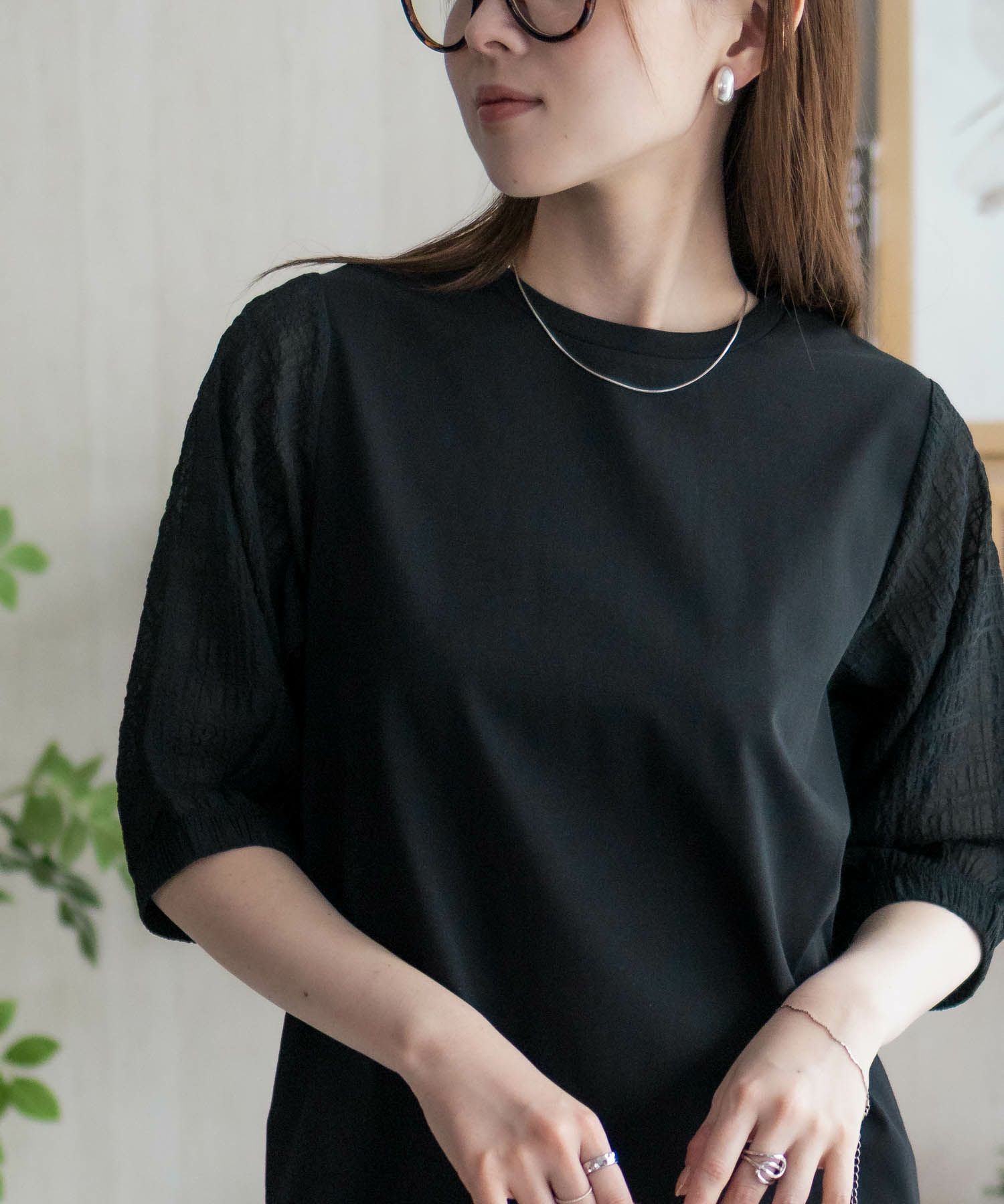 HusHusH  袖異素材プルオーバー レディース メール便 対応商品商品画像-10