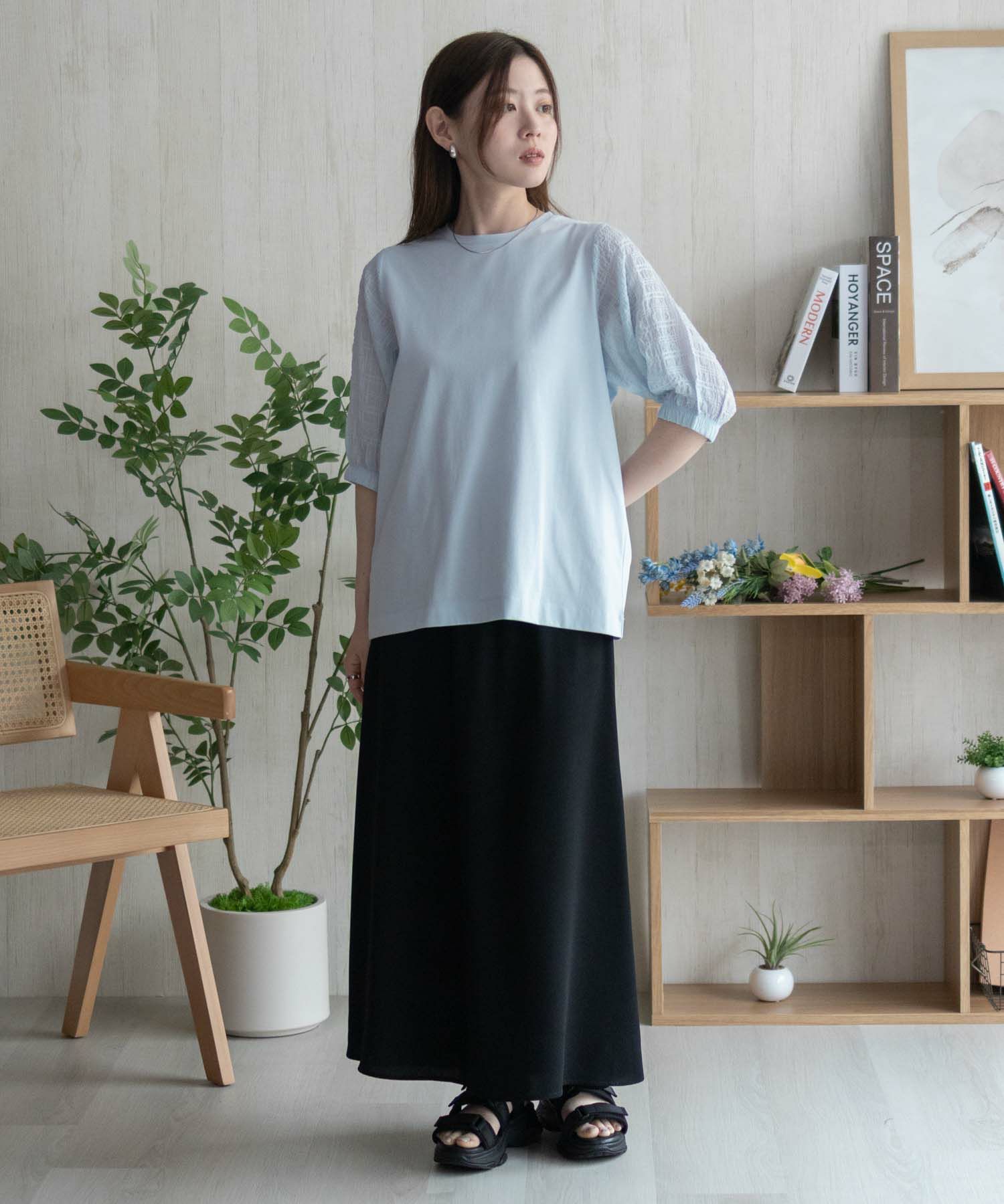 HusHusH 袖異素材プルオーバー レディース メール便 対応商品商品画像-27