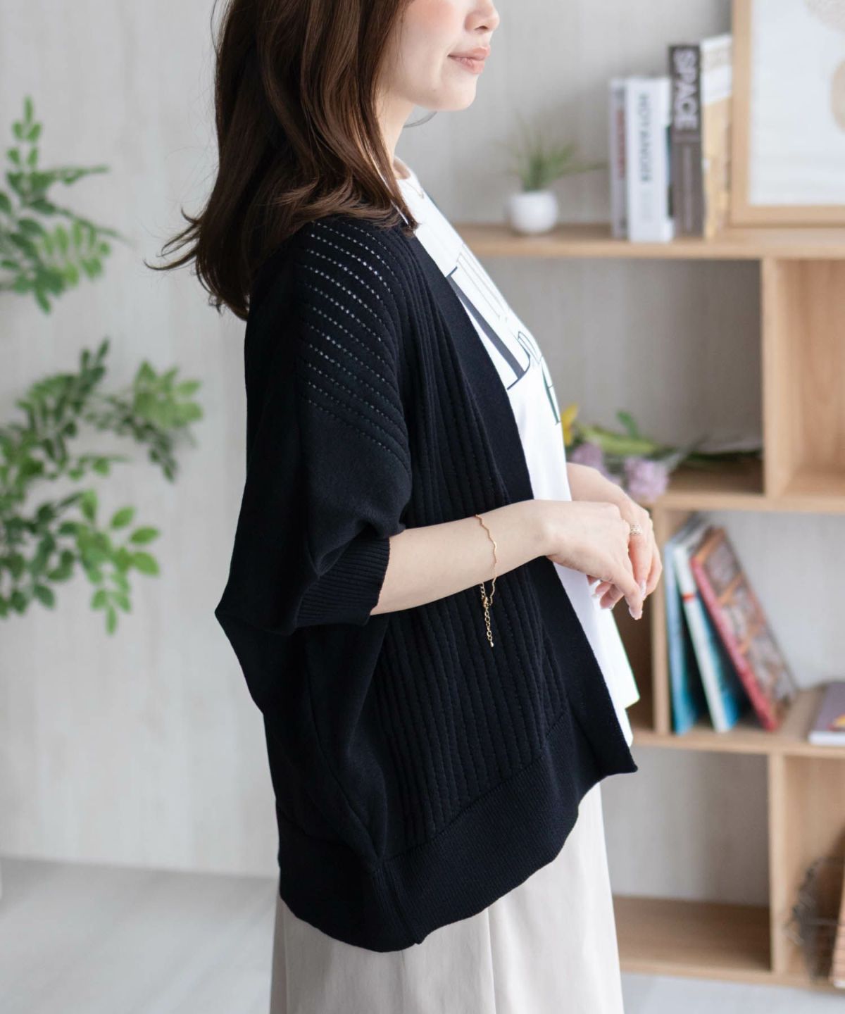 HusHusH 透かし編みドルマンカーディガン レディース