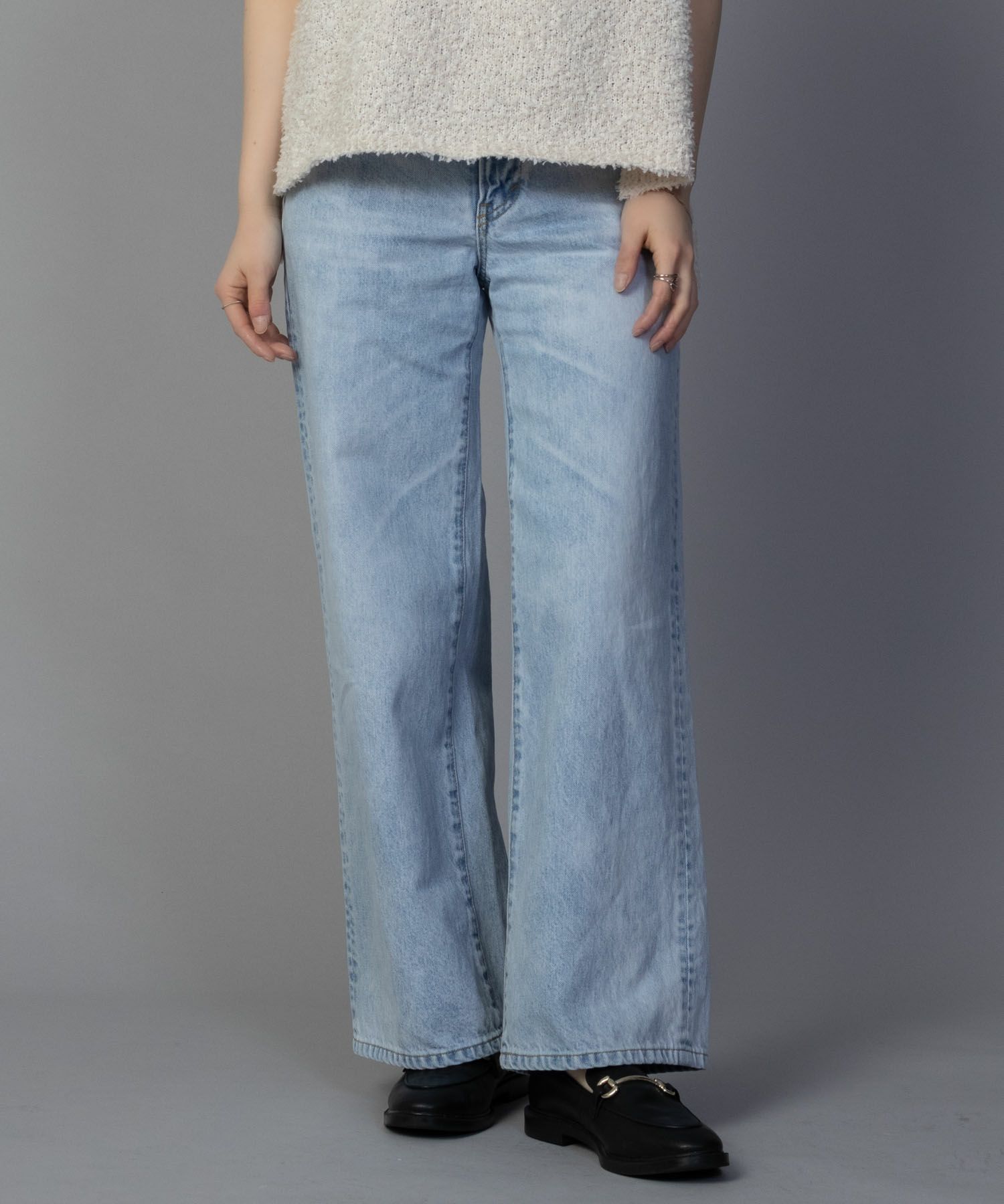 SOMETHING LISA ヴィンテージワイドデニムパンツ レディース