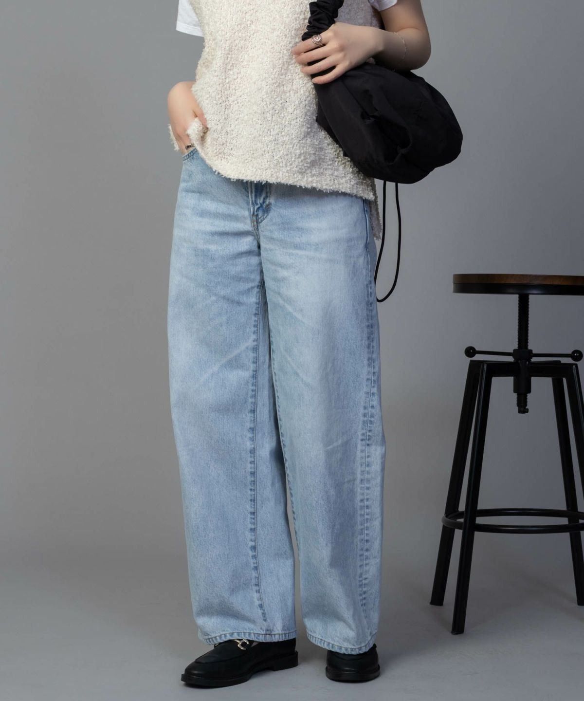 SOMETHING LISA ヴィンテージワイドデニムパンツ レディース