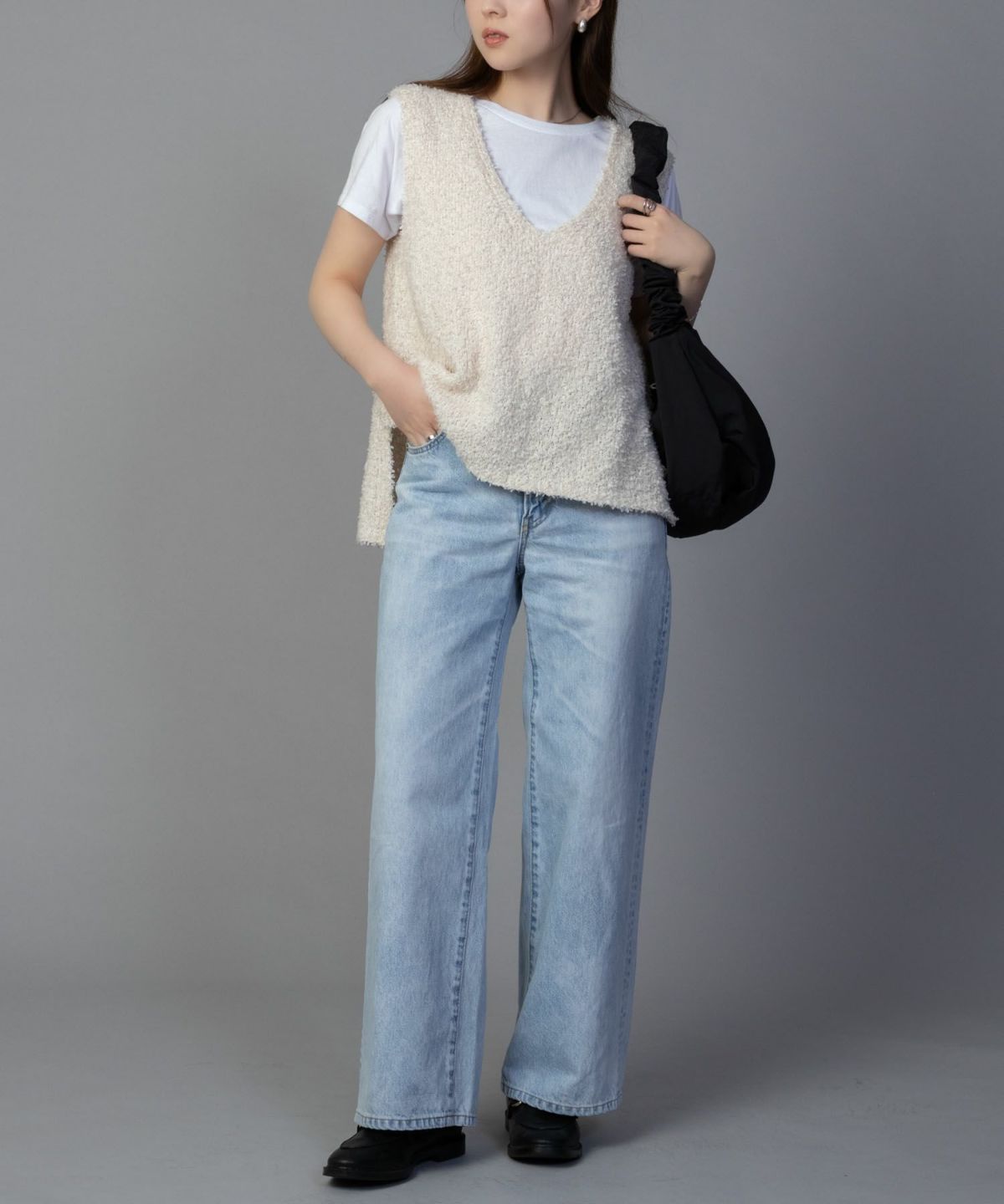 SOMETHING LISA ヴィンテージワイドデニムパンツ レディース