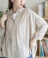 Howdy Marie インドファブリック 7分袖シャーリングチュニック レディース