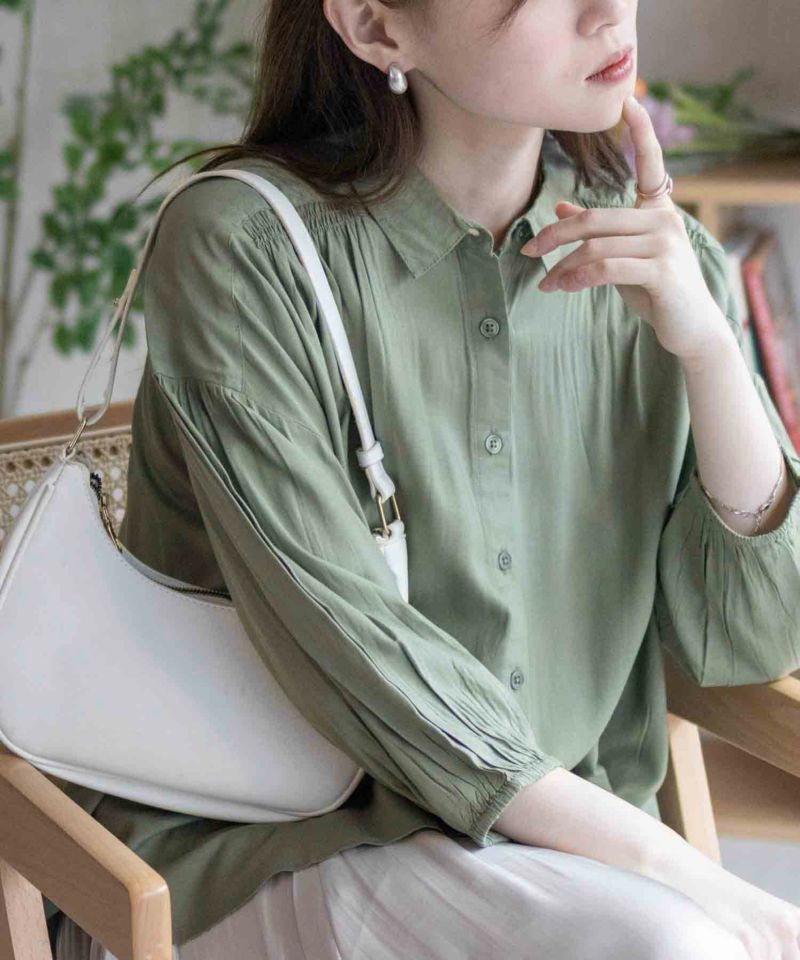 Howdy Marie インドファブリック 7分袖シャーリングチュニック レディース商品画像-4