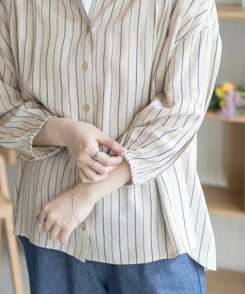 Howdy Marie インドファブリック 7分袖シャーリングチュニック レディース商品画像-7