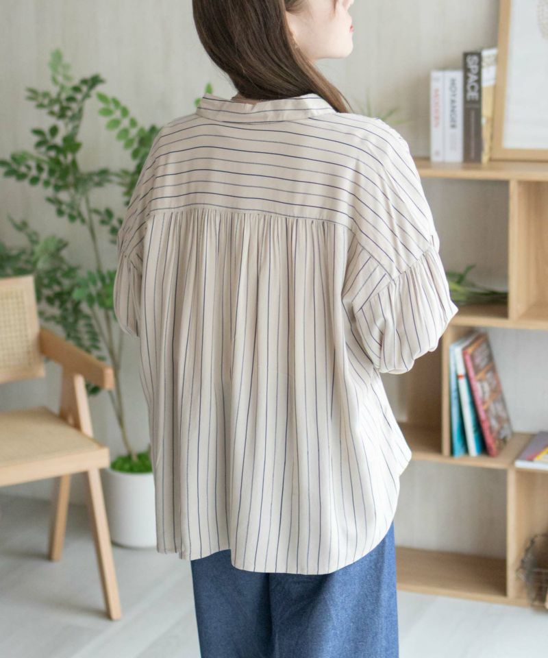 Howdy Marie  インドファブリック 7分袖シャーリングチュニック レディース商品画像-9