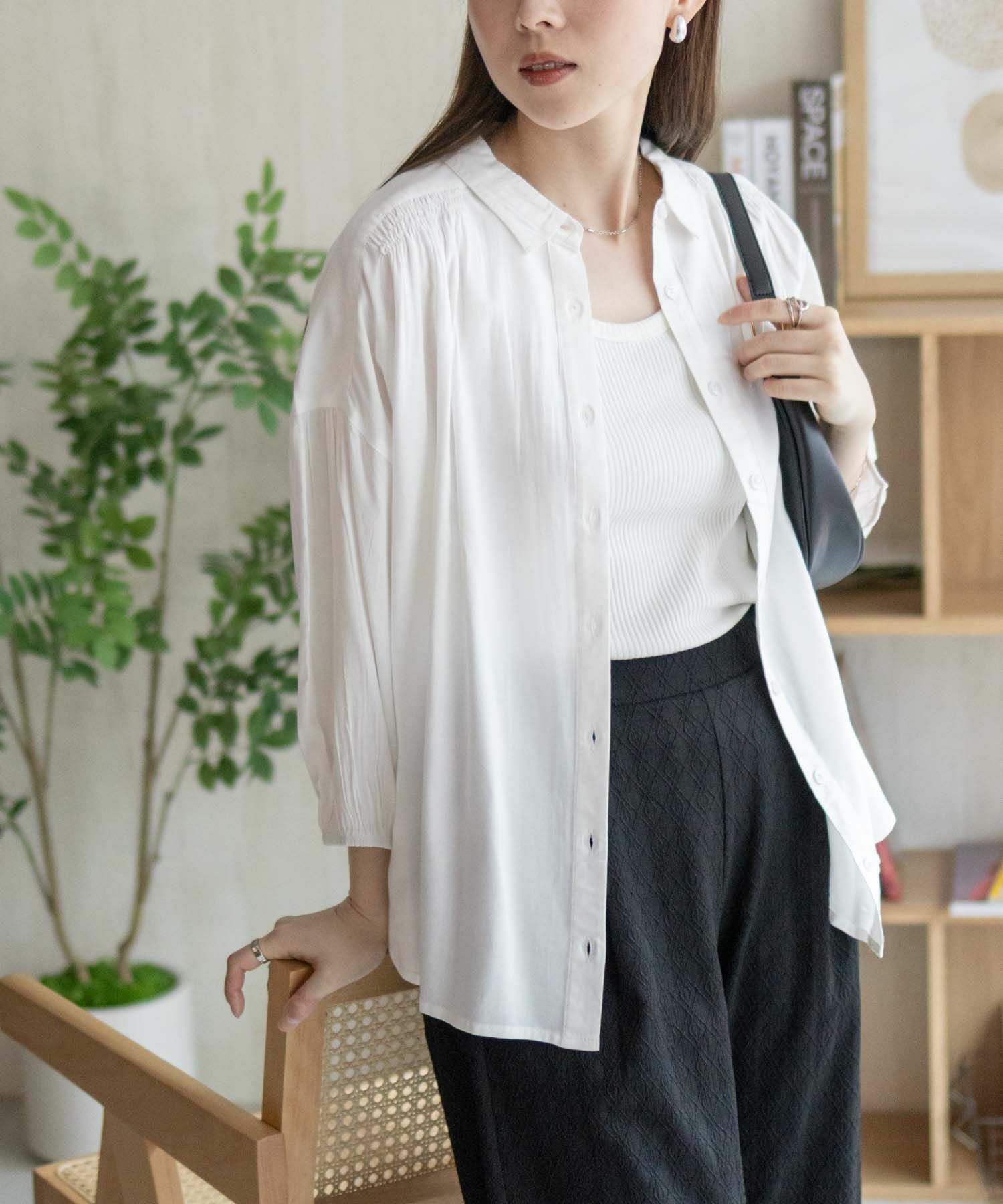 Howdy Marie  インドファブリック 7分袖シャーリングチュニック レディース商品サムネイル-12