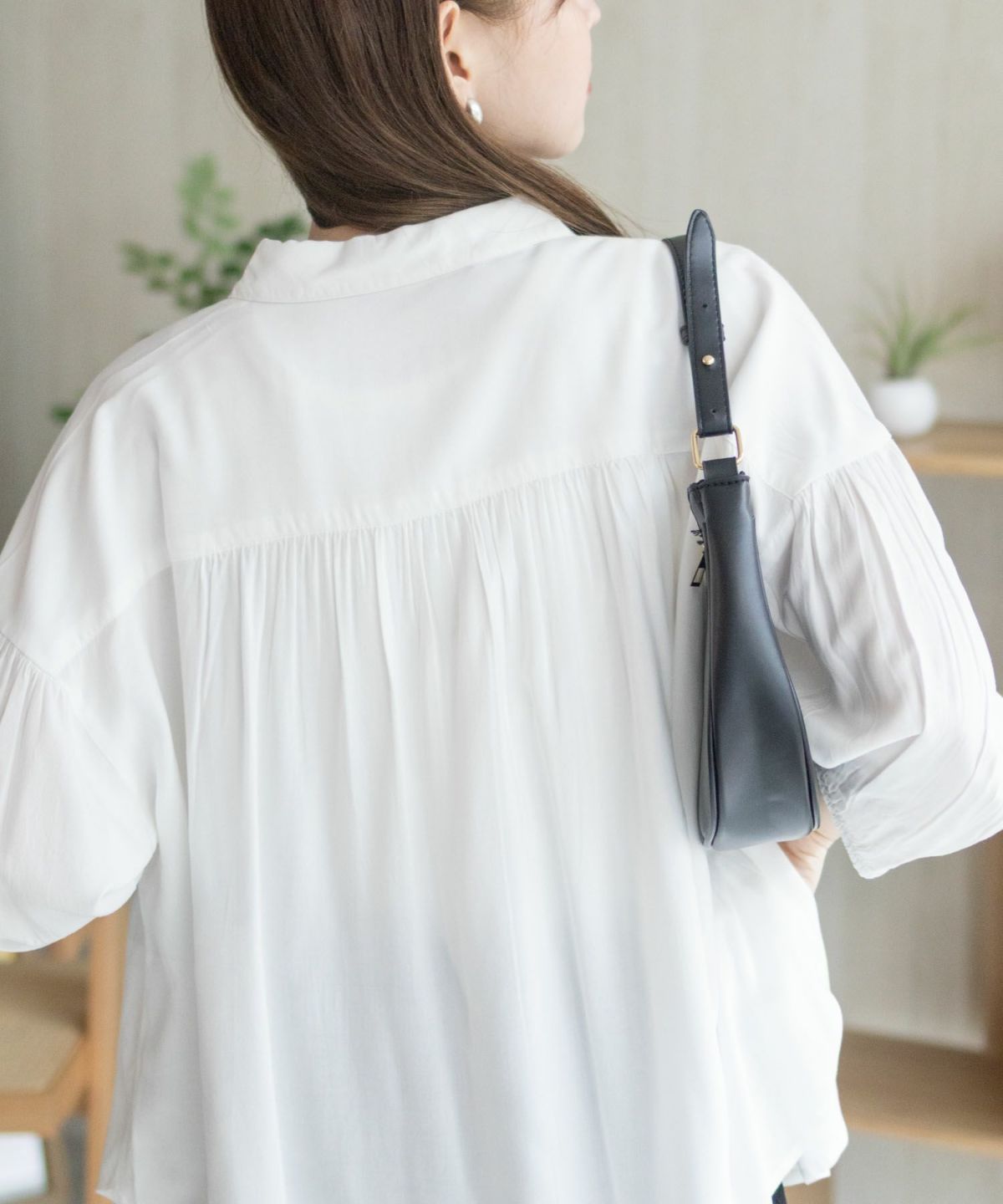 Howdy Marie インドファブリック 7分袖シャーリングチュニック レディース