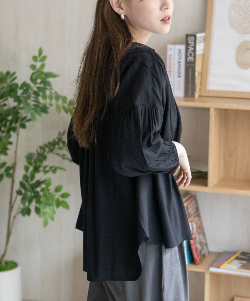 Howdy Marie  インドファブリック 7分袖シャーリングチュニック レディース商品画像-17