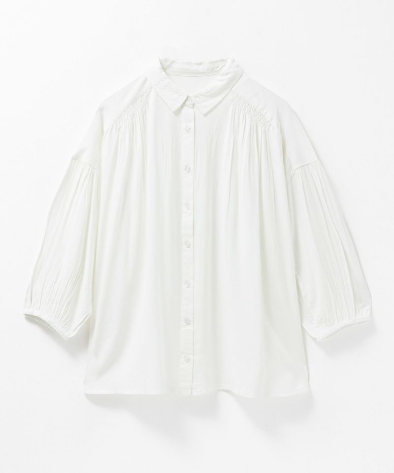 Howdy Marie  インドファブリック 7分袖シャーリングチュニック レディース商品画像-25