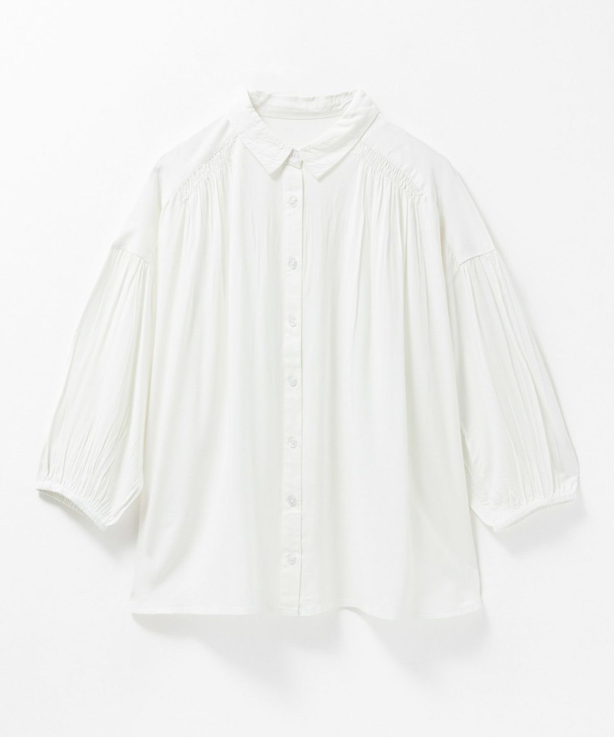 Howdy Marie インドファブリック 7分袖シャーリングチュニック レディース