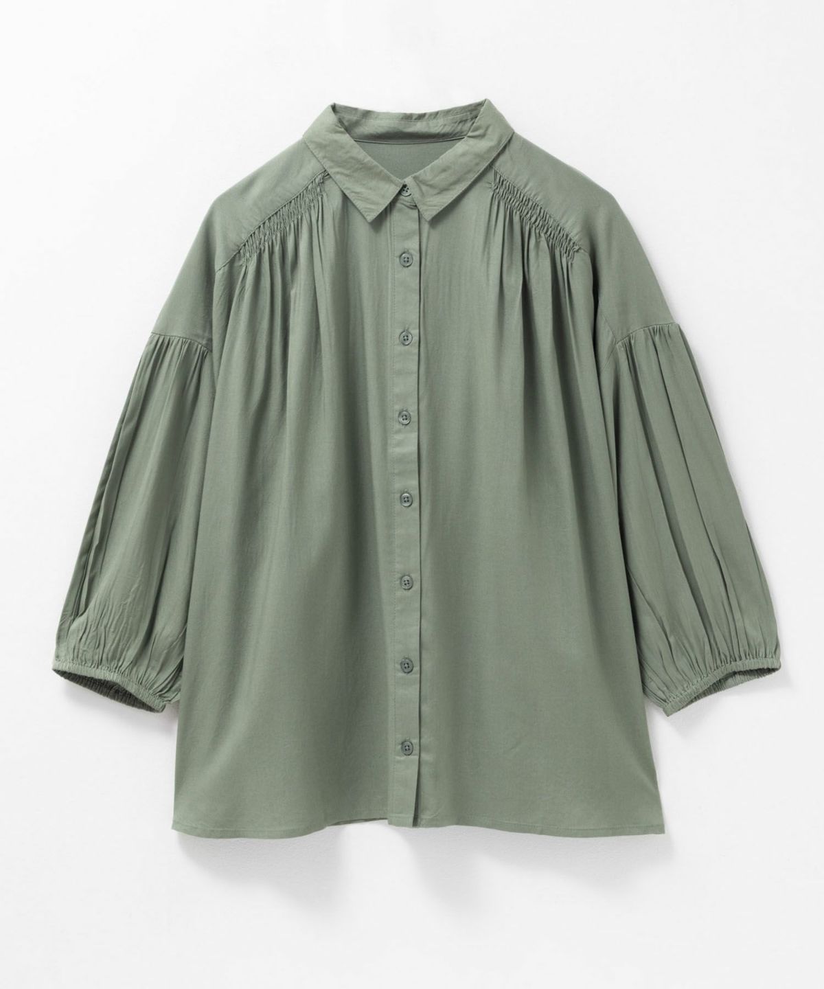 Howdy Marie インドファブリック 7分袖シャーリングチュニック レディース