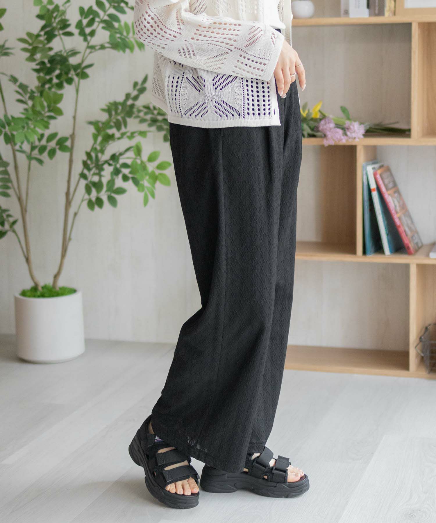 Howdy Marie  ジャガードセミワイドパンツ レディース商品画像-9