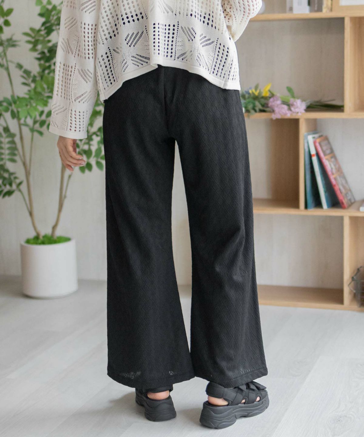 Howdy Marie ジャガードセミワイドパンツ レディース