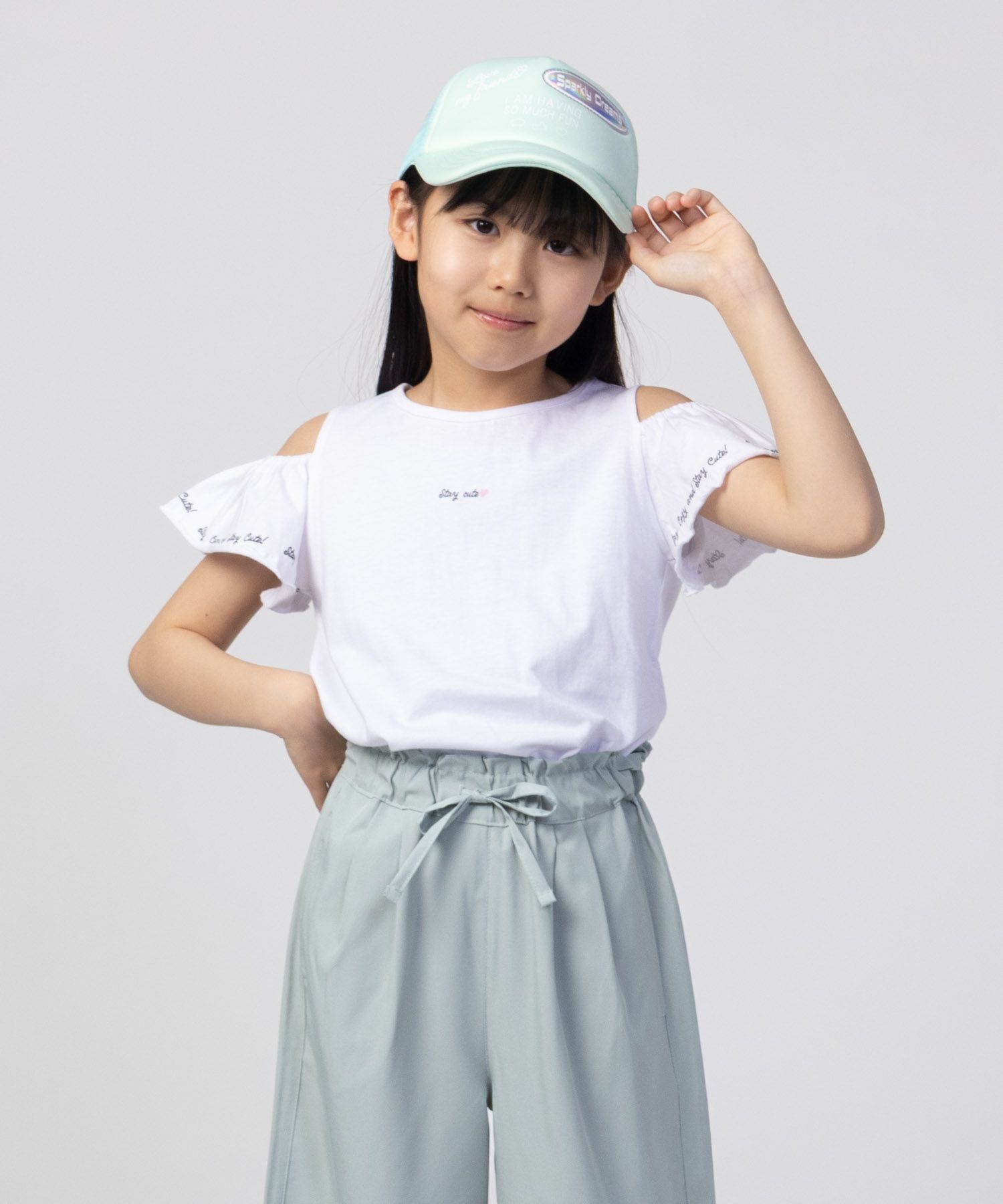 T-GRAPHICS  肩開きデザインプリント半袖Tシャツ キッズ メール便 対応商品商品画像-1