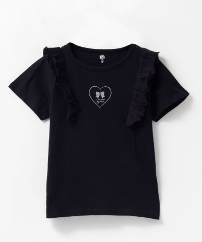 T-GRAPHICS  肩フリルデザインプリント半袖Tシャツ キッズ ネコポス 対応商品