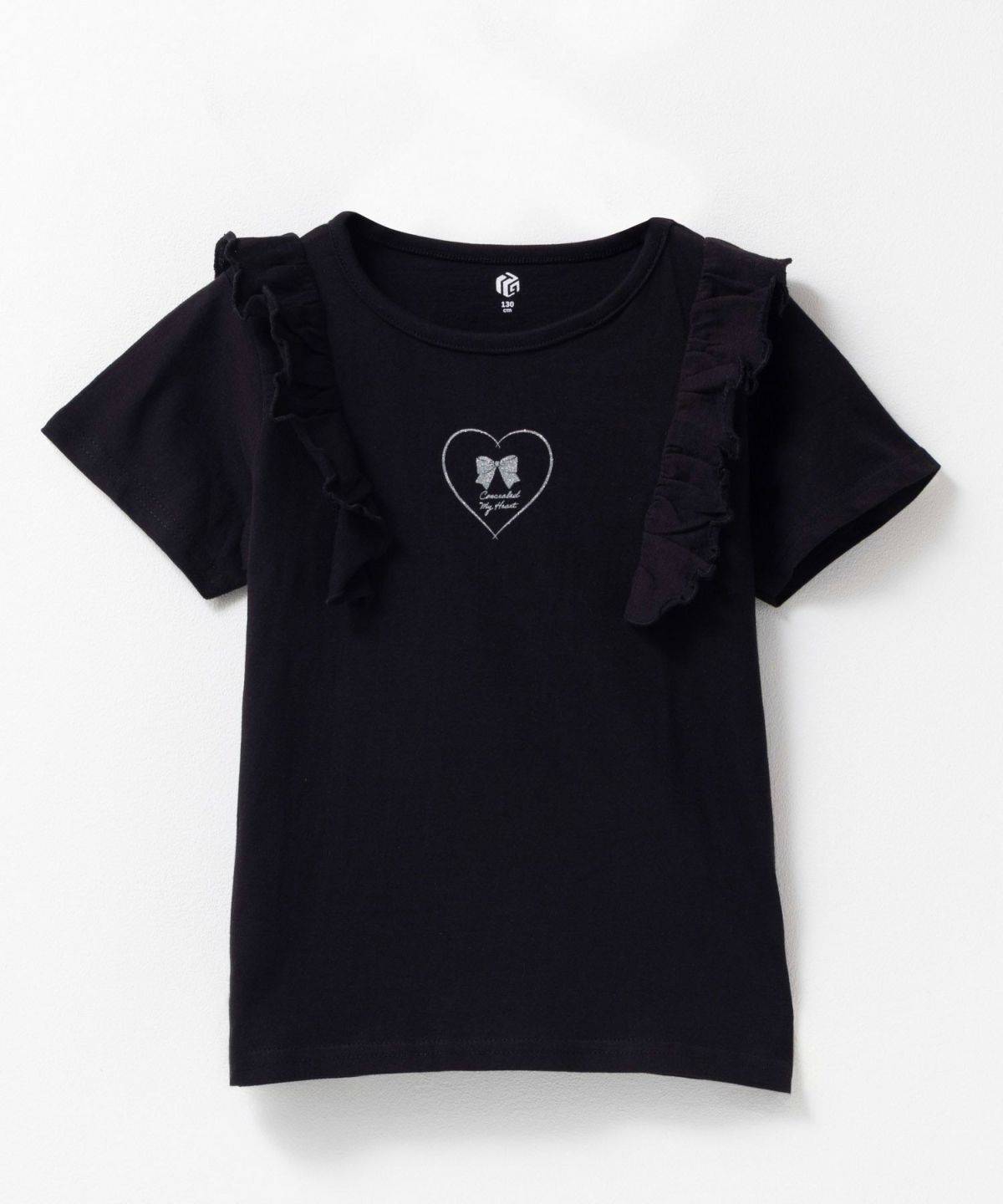 T-GRAPHICS 肩フリルデザインプリント半袖Tシャツ キッズ ネコポス 対応商品