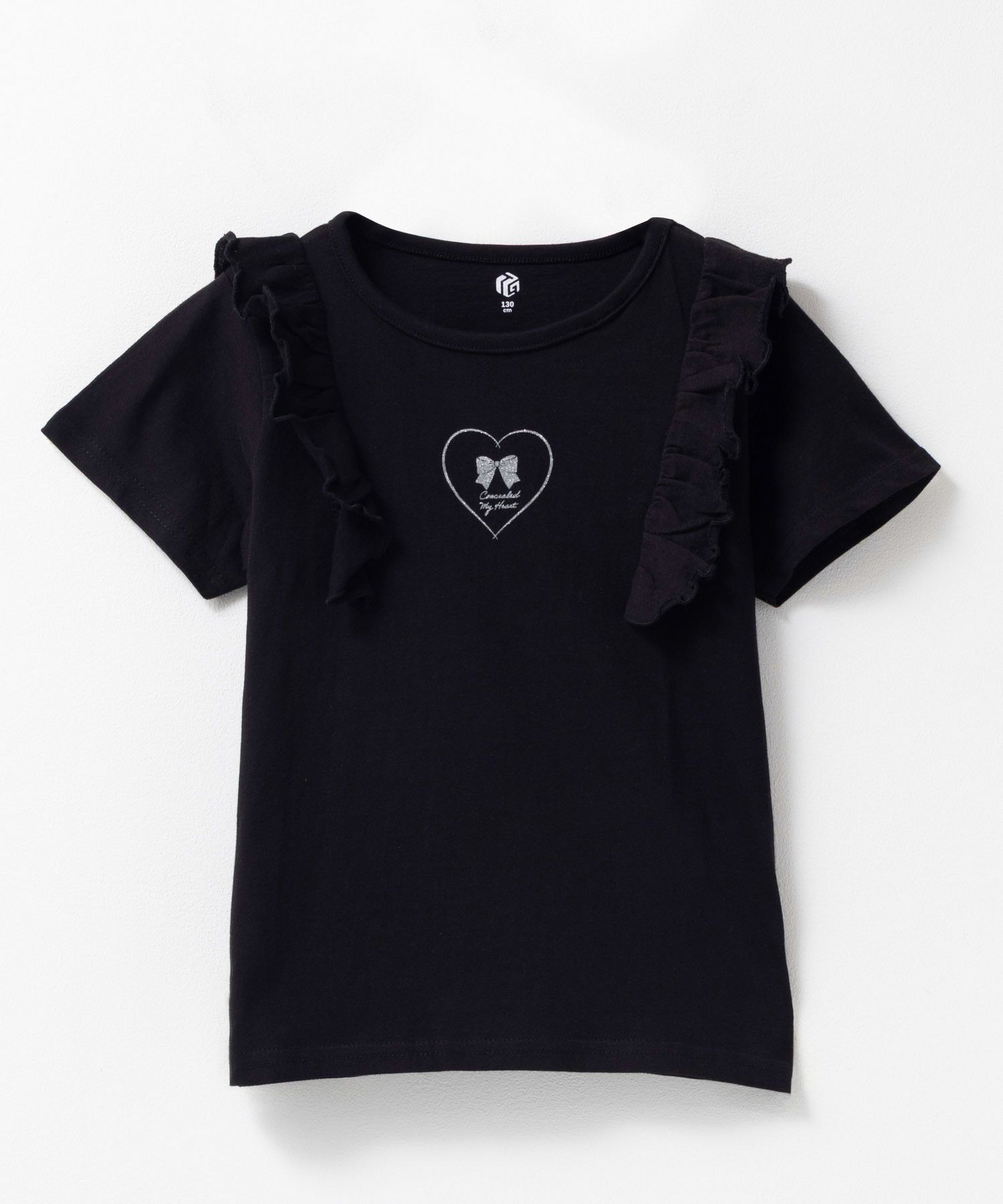 T-GRAPHICS 肩フリルデザインプリント半袖Tシャツ キッズ ネコポス 対応商品