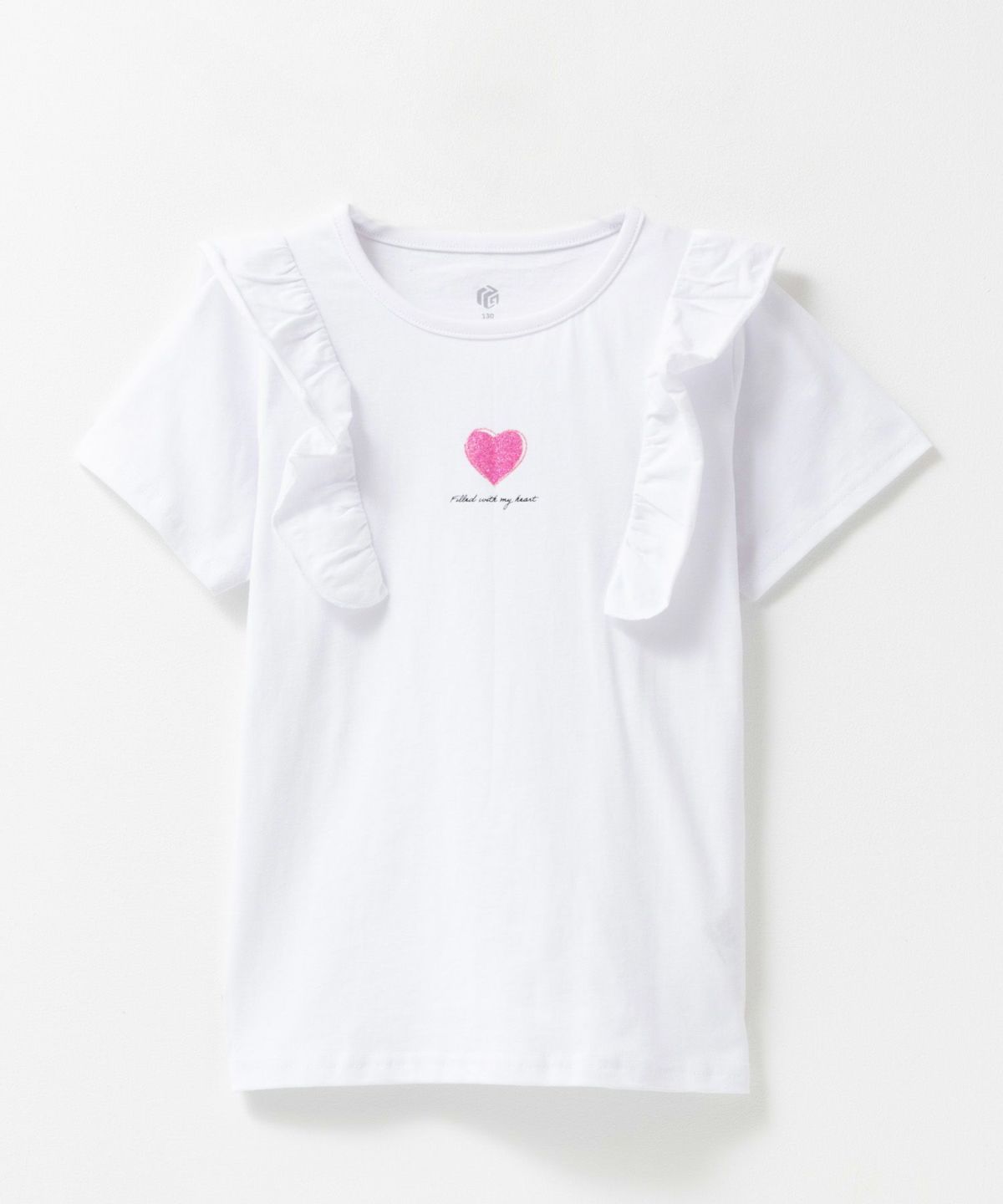 T-GRAPHICS 肩フリルデザインプリント半袖Tシャツ キッズ ネコポス 対応商品