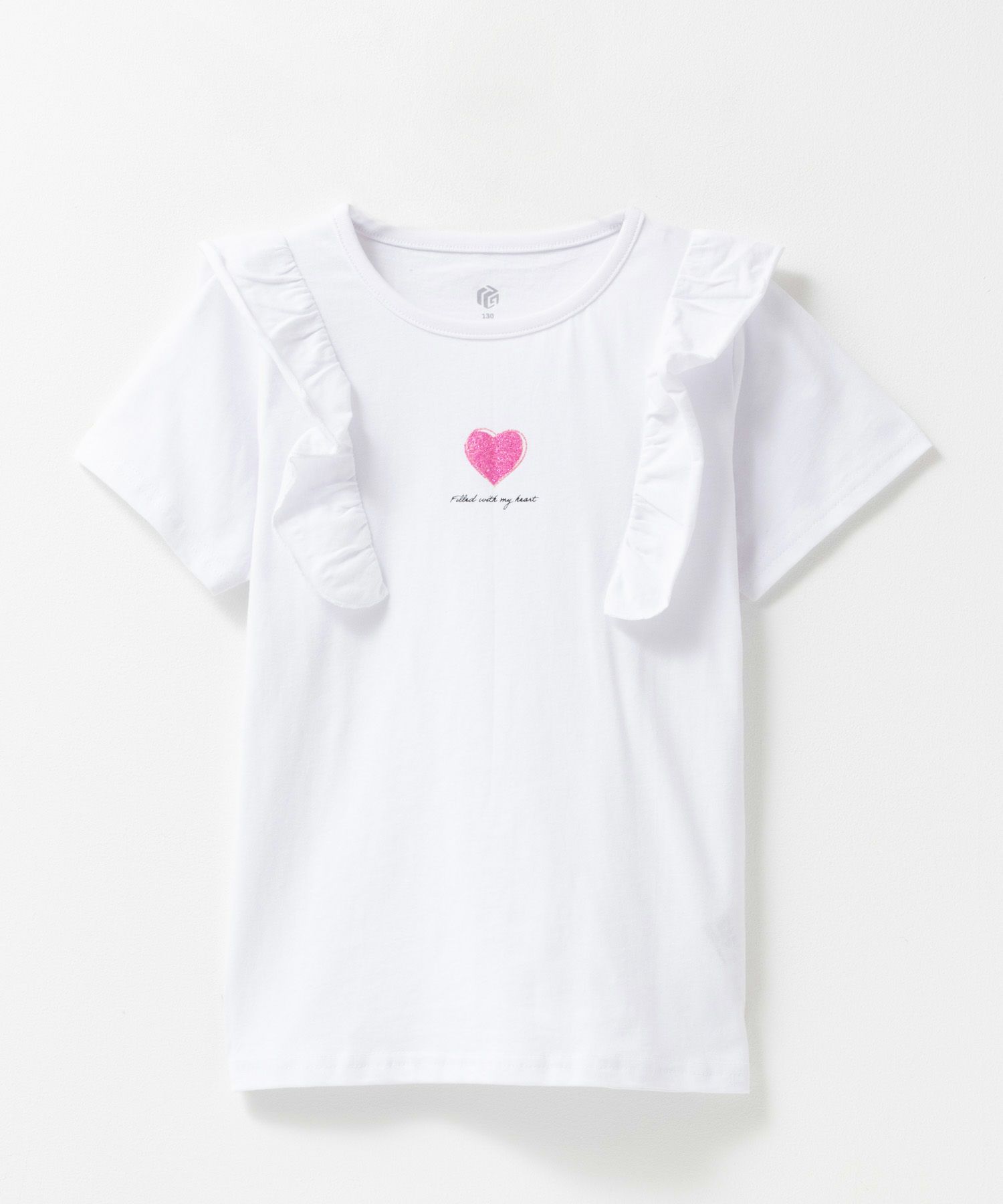 T-GRAPHICS 肩フリルデザインプリント半袖Tシャツ キッズ ネコポス 対応商品