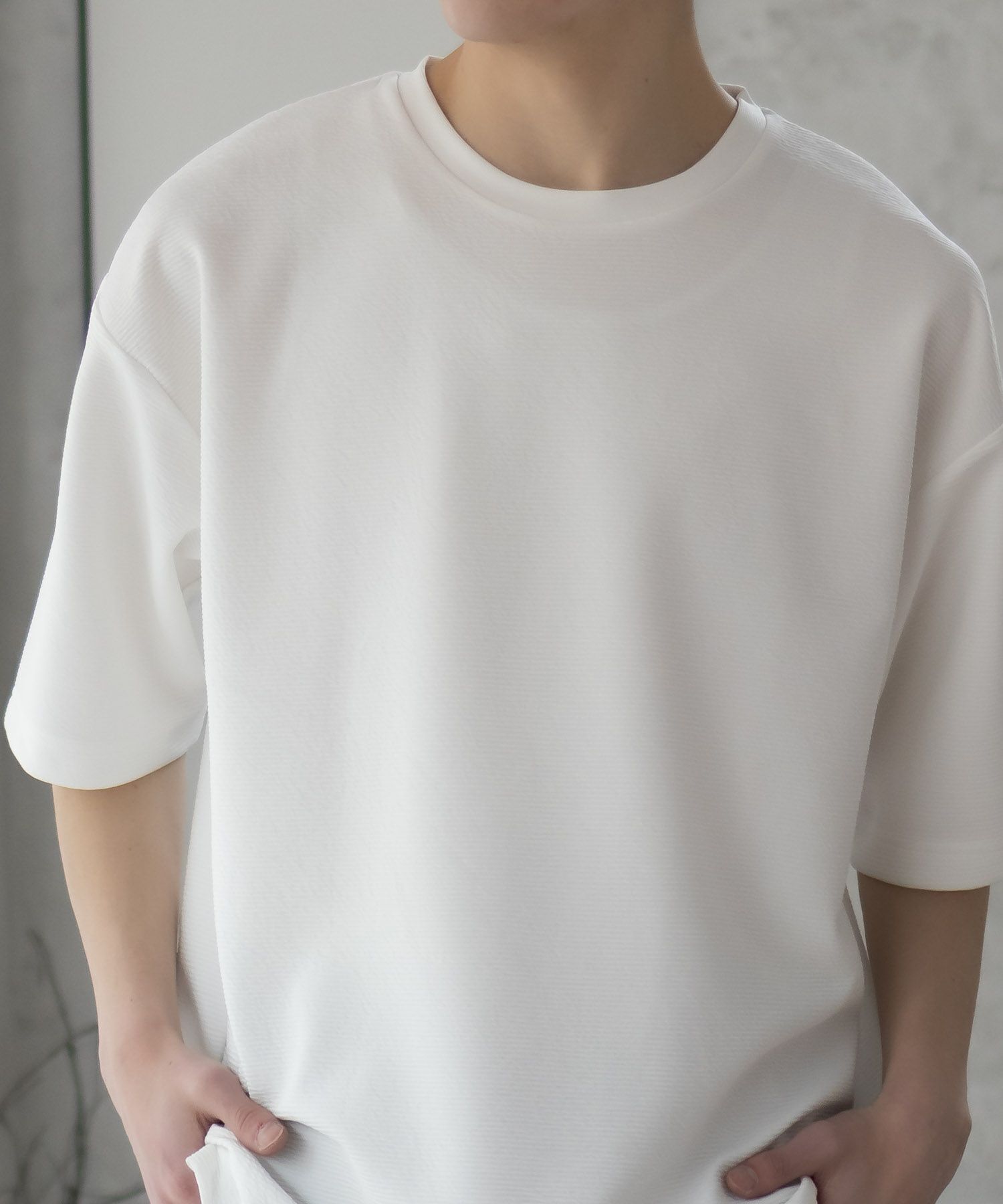 URBAN COLLECTION  AIR Smoosy ドライリップル 無地テーパードTシャツ メンズ メール便 対応商品商品サムネイル-1