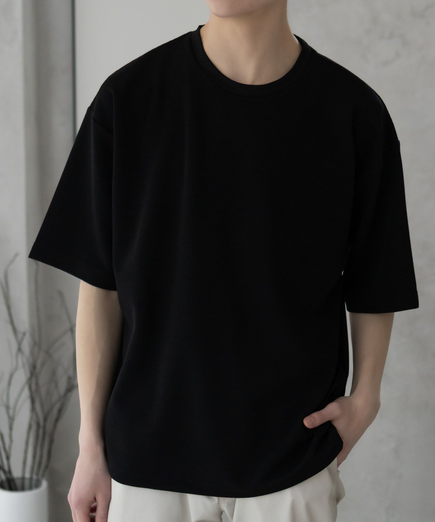 URBAN COLLECTION  AIR Smoosy ドライリップル 無地テーパードTシャツ メンズ メール便 対応商品商品サムネイル-3