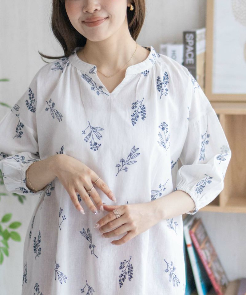 Howdy Marie  インドファブリック 綿麻刺繍プルオーバー レディース商品画像-4