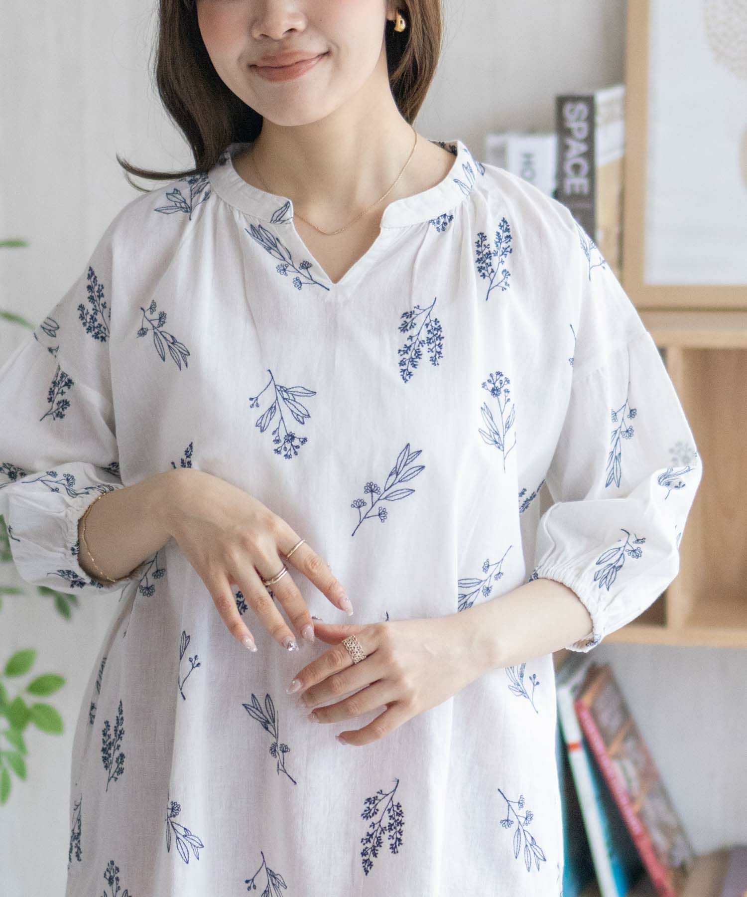Howdy Marie インドファブリック 綿麻刺繍プルオーバー レディース商品サムネイル-4