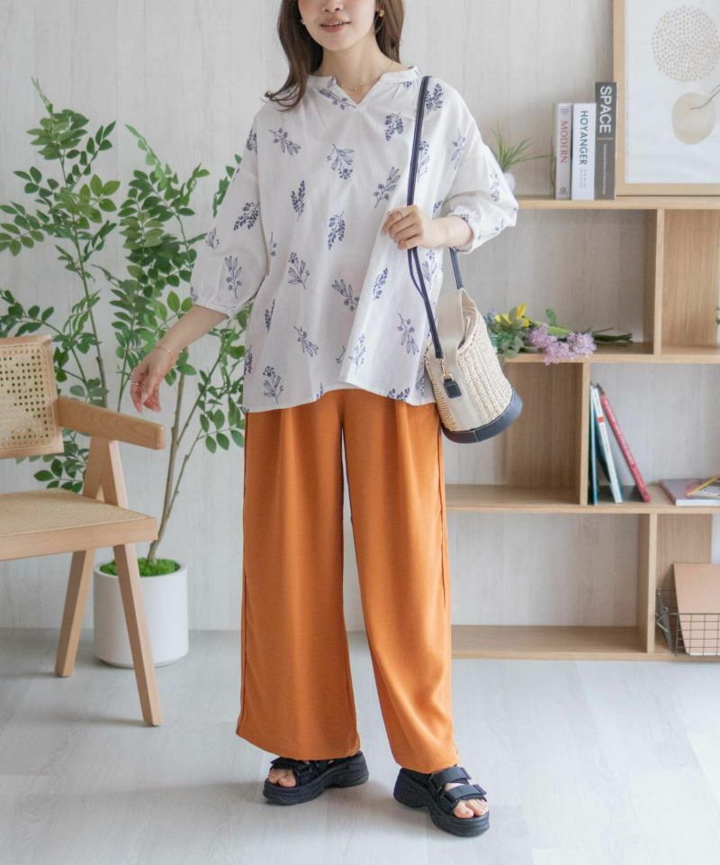 Howdy Marie インドファブリック 綿麻刺繍プルオーバー レディース商品画像-8