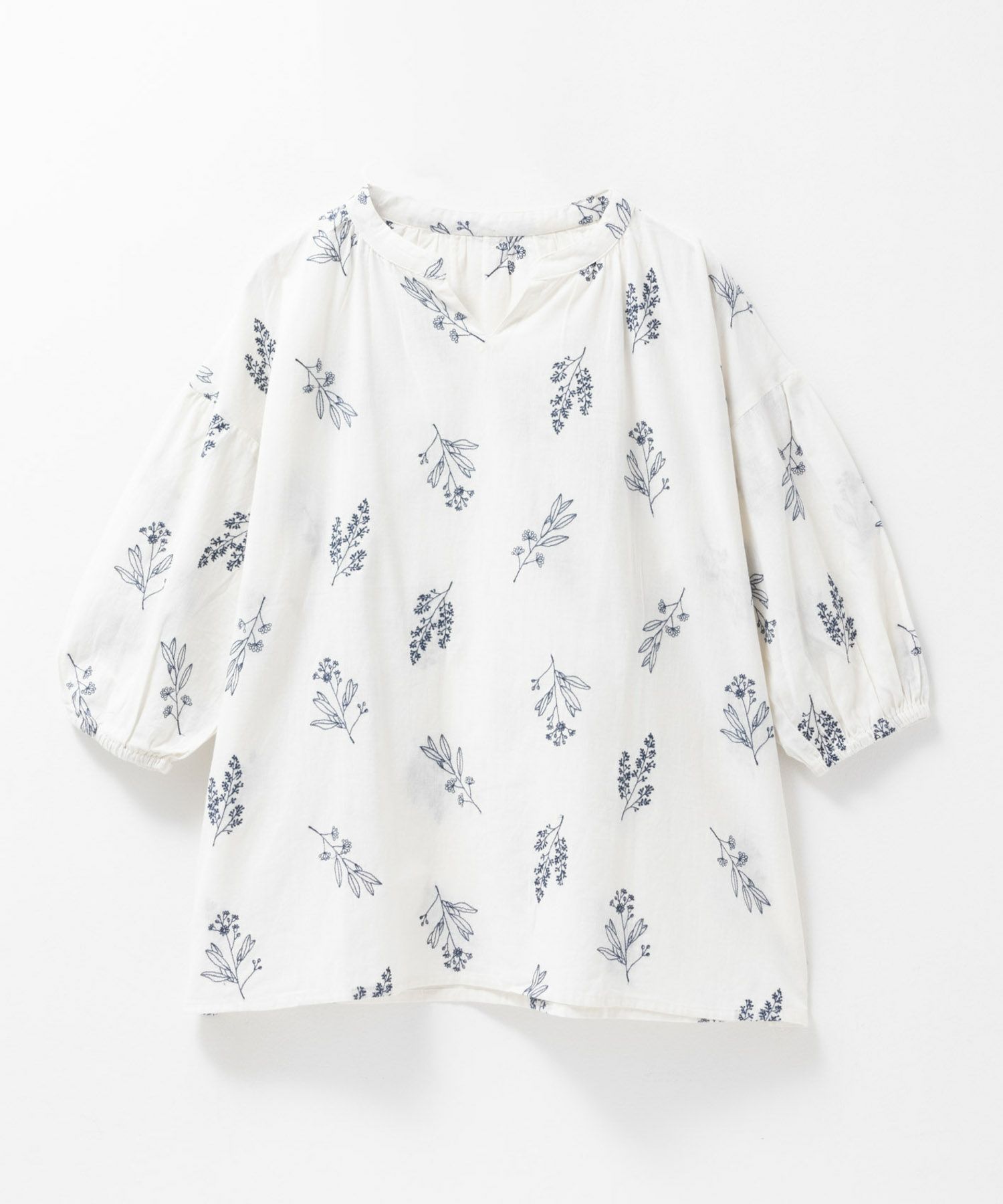 Howdy Marie インドファブリック 綿麻刺繍プルオーバー レディース