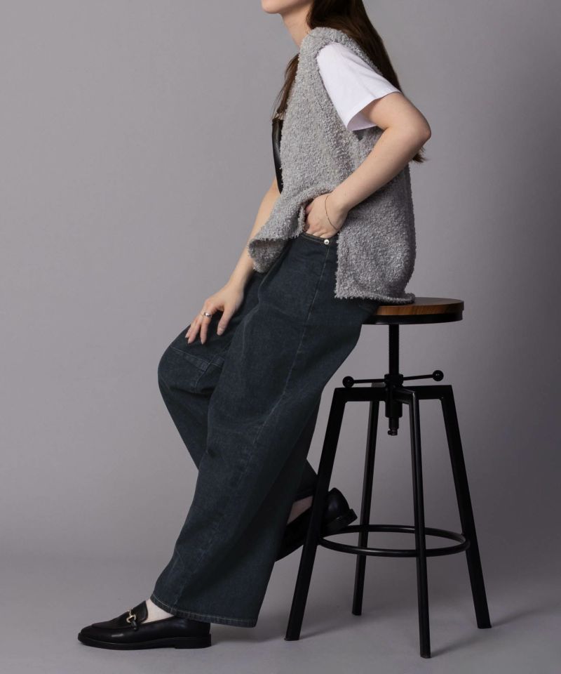 ちゃーママページ SOMETHING HANA タックカーブデニムパンツ レディース