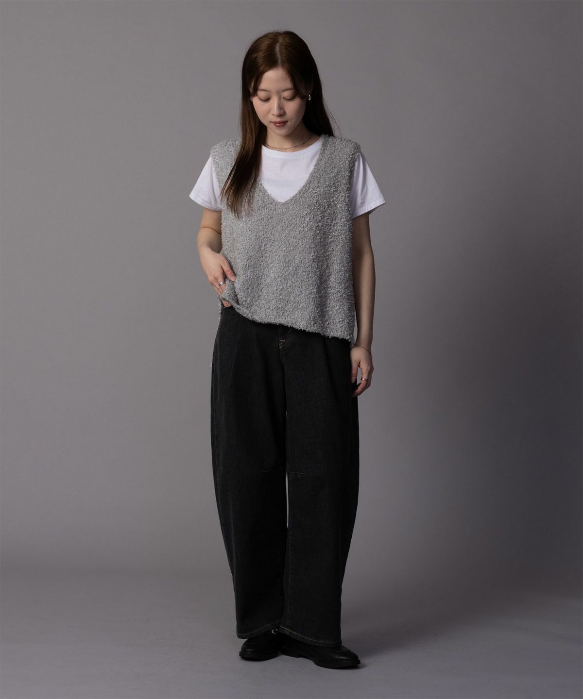 SOMETHING HANA タックカーブデニムパンツ レディース