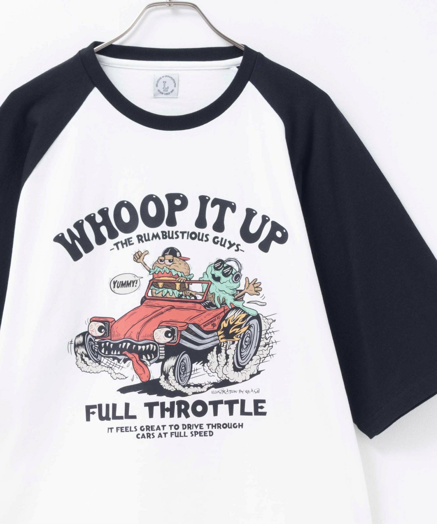 ラグランフードプリントTシャツ メンズ メール便 対応商品商品画像-1