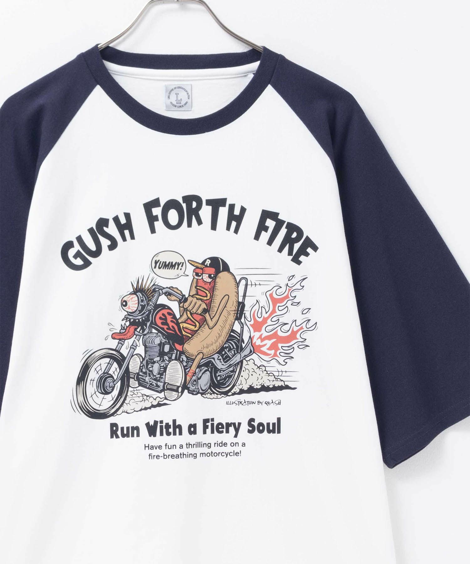 ラグランフードプリントTシャツ メンズ メール便 対応商品商品画像-4