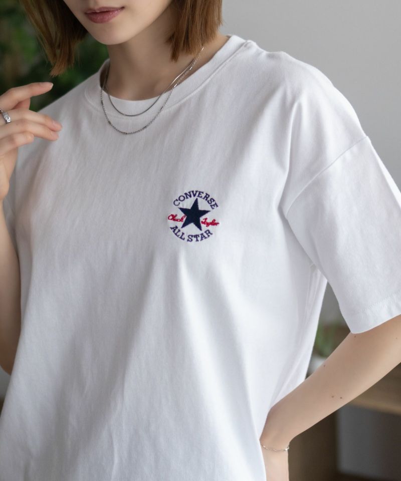 CONVERSE ワンポイントパッチ刺繍Tシャツ レディース