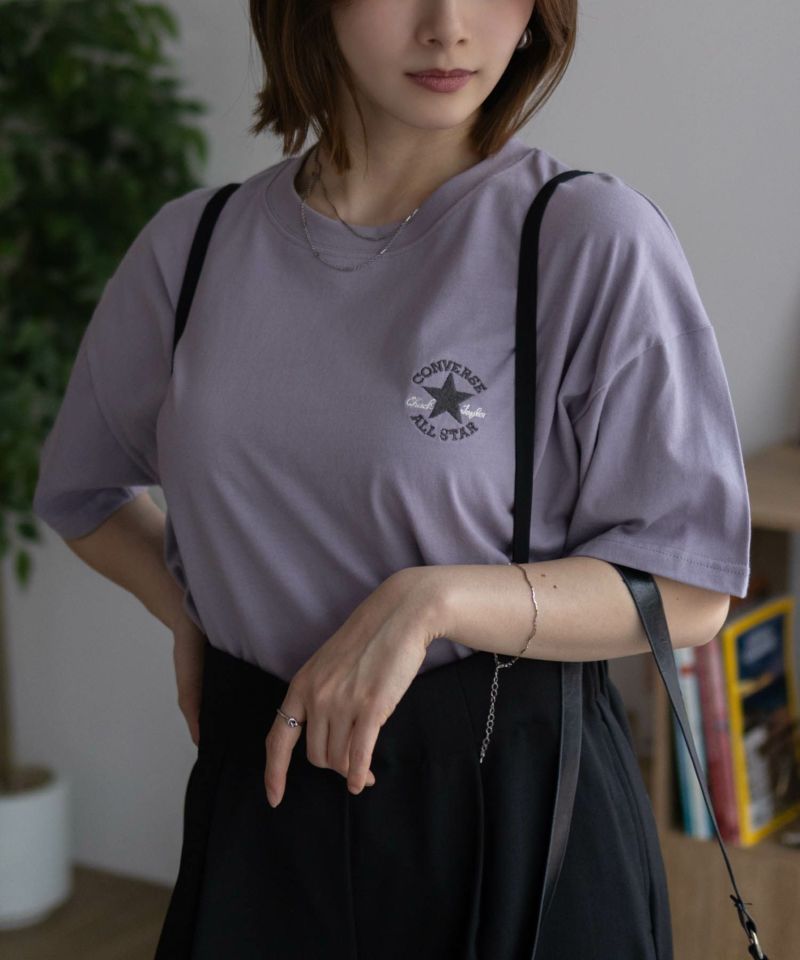 CONVERSE ワンポイントパッチ刺繍Tシャツ レディース