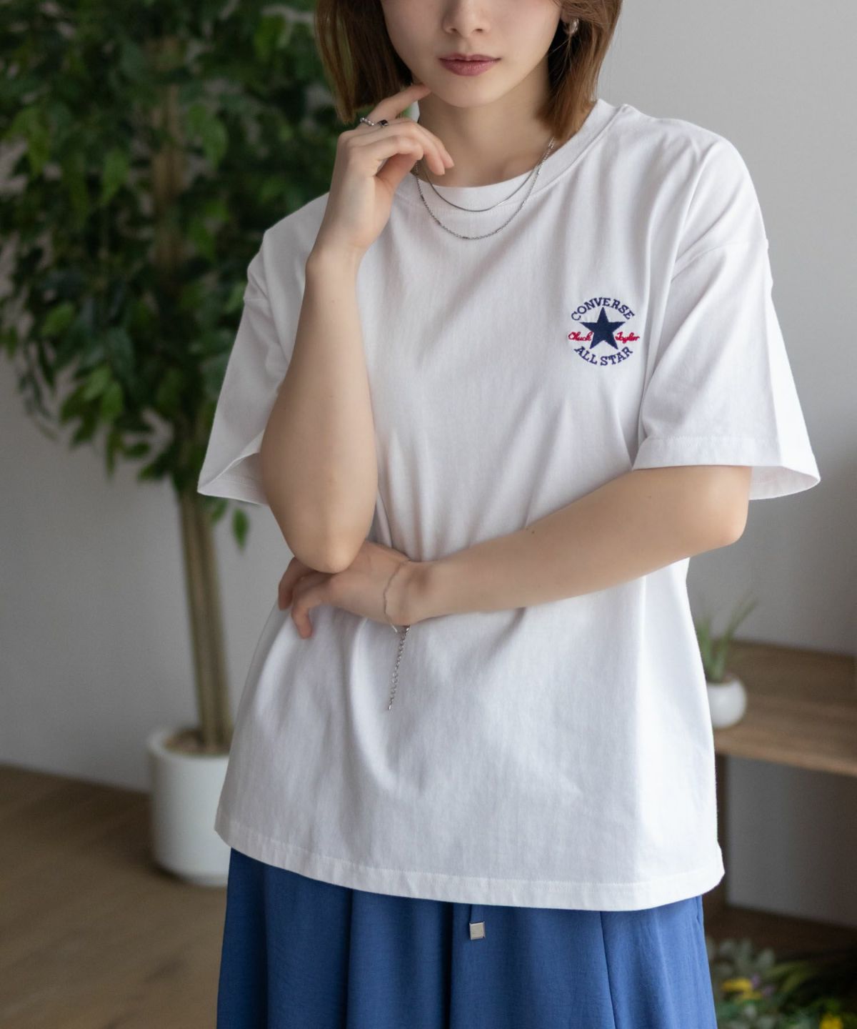 CONVERSE ワンポイントパッチ刺繍Tシャツ レディース ネコポス 対応商品