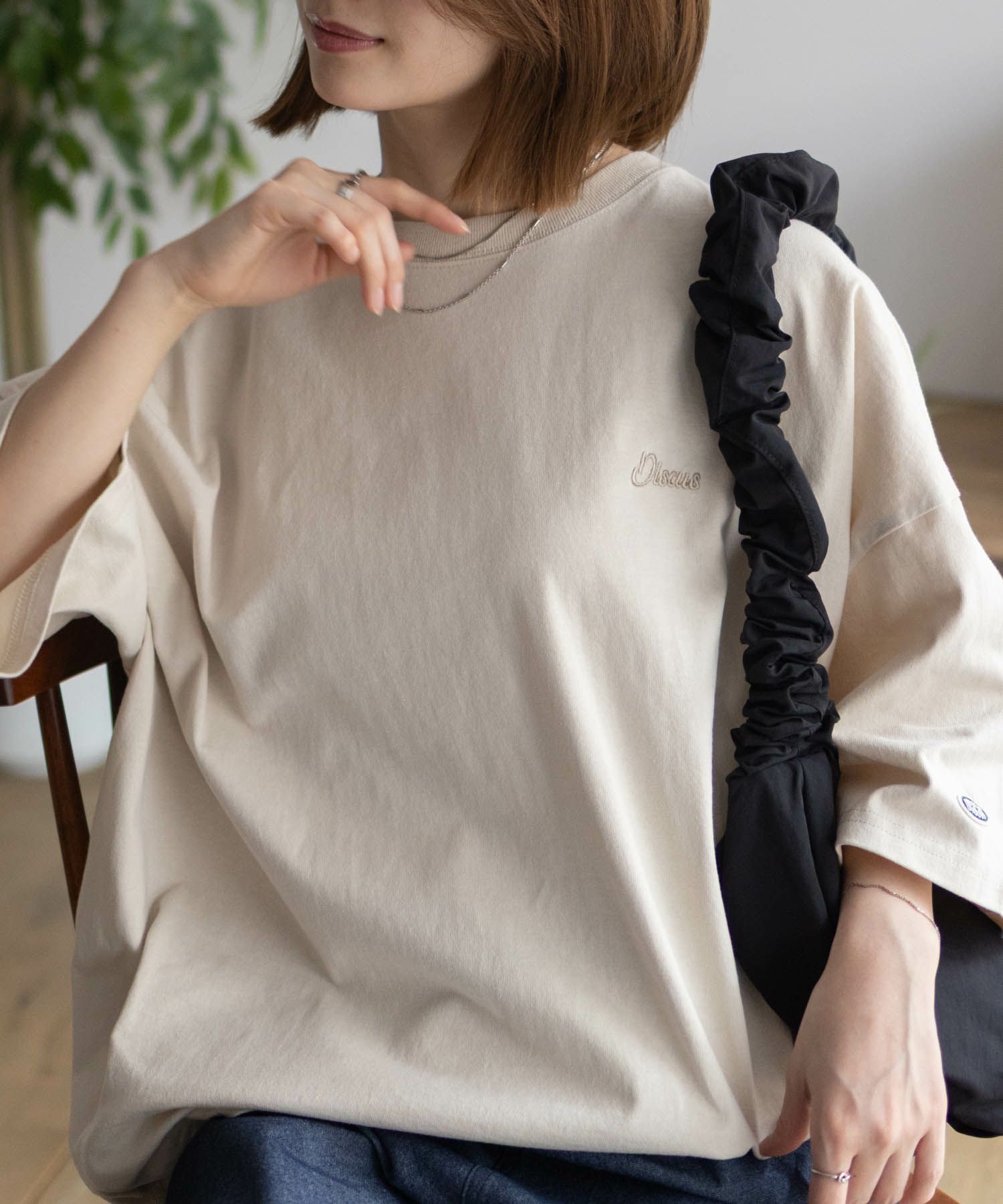 DISCUS  裾タックワンポイントTシャツ レディース メール便 対応商品商品サムネイル-7