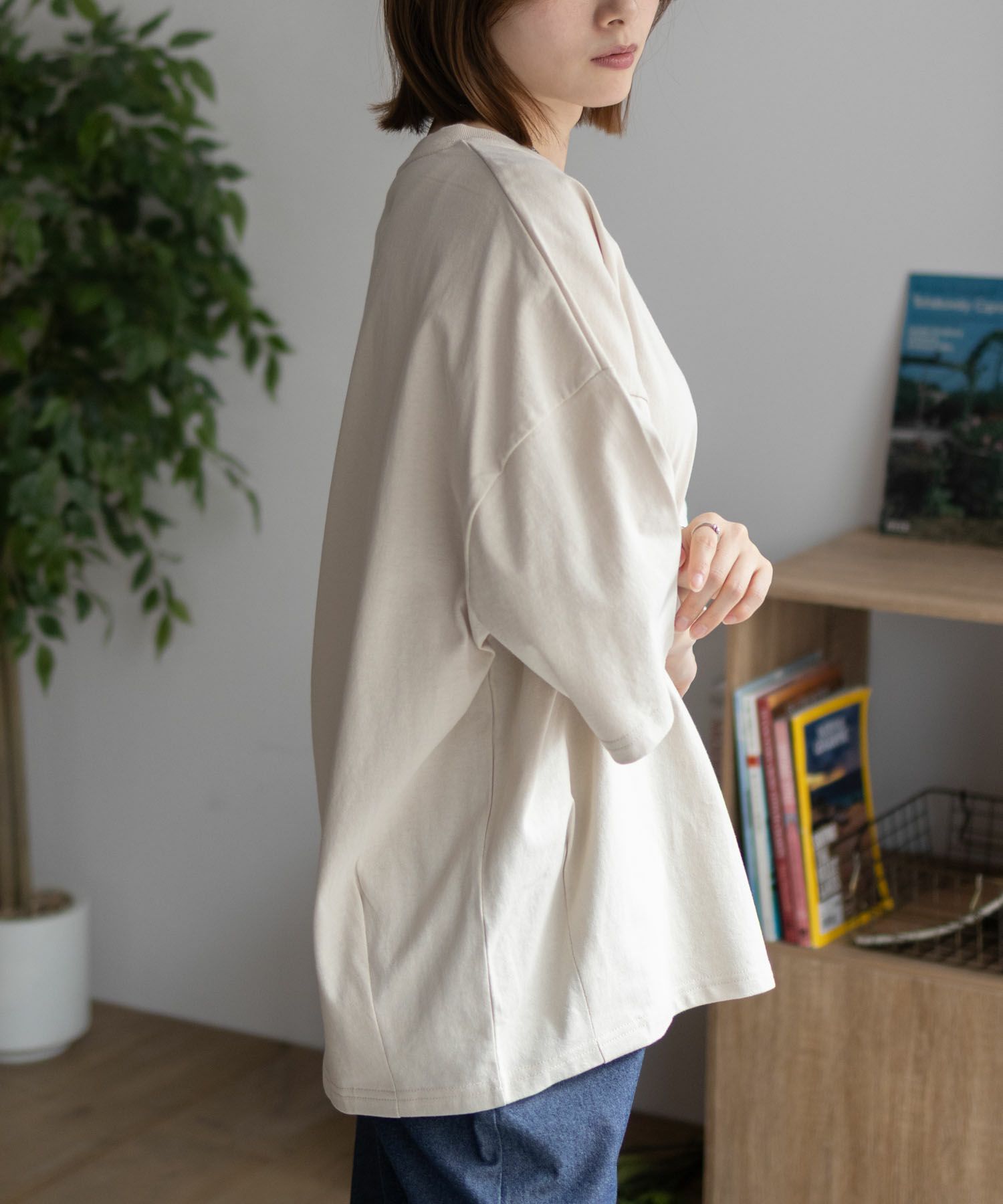 DISCUS  裾タックワンポイントTシャツ レディース メール便 対応商品商品サムネイル-8