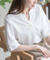 nAvy SARARI スキッパー5分袖ブラウス レディース