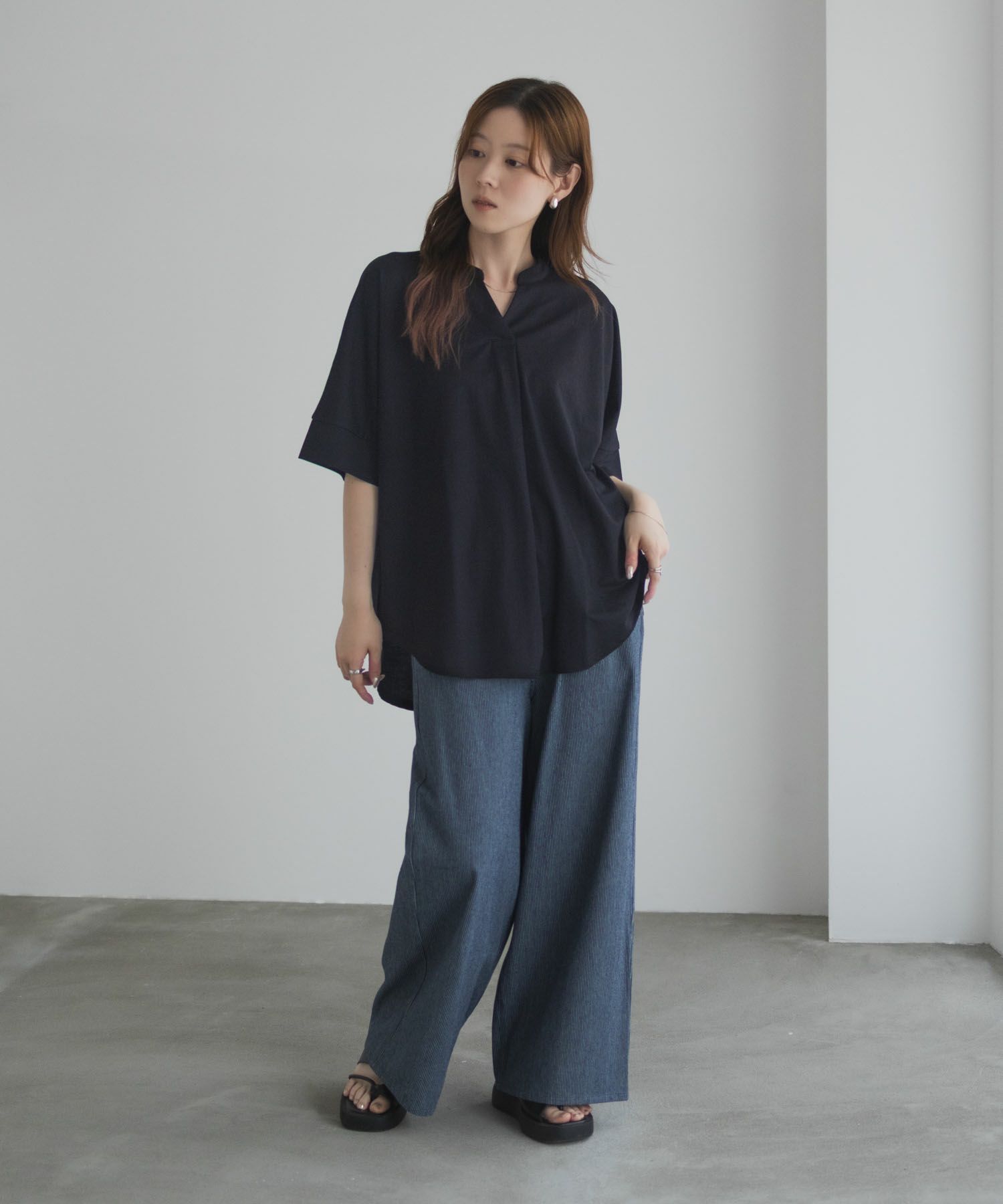 nAvy SARARI  スキッパー5分袖ブラウス レディース商品画像-3