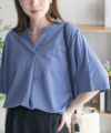 nAvy SARARI スキッパー5分袖ブラウス レディース