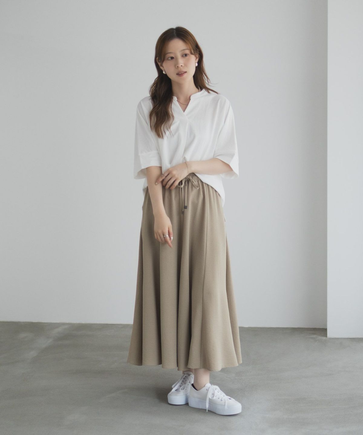 nAvy SARARI スキッパー5分袖ブラウス レディース