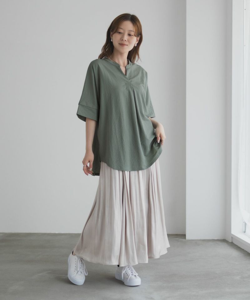 J.PRESS カットソー スキッパー Vネック 5分袖 袖口スリット 胸に別布(裏に生地があるので透けません) 綿100% L ネイビー 紺 売れ筋商品|||レディース nAvy SARARI スキッパー5分袖ブラウス レディース