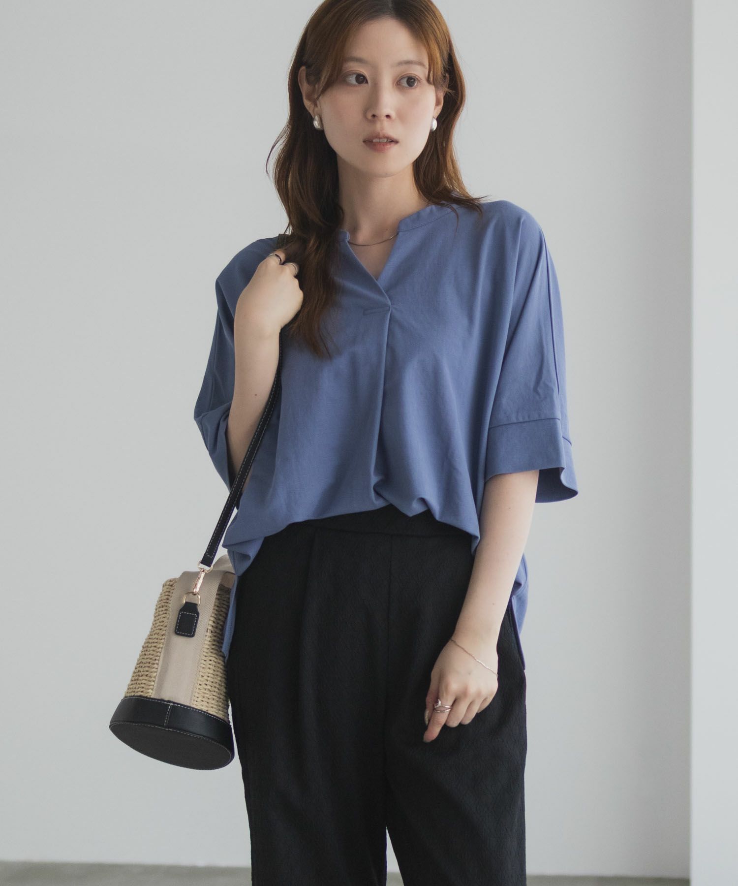 nAvy SARARI  スキッパー5分袖ブラウス レディース商品サムネイル-14