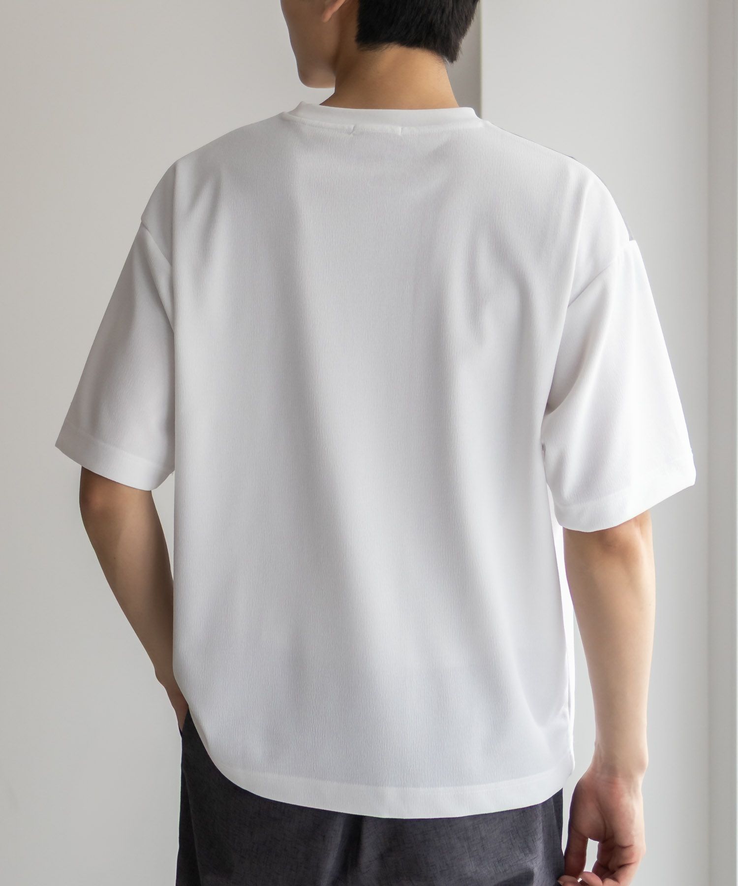 URBAN COLLECTION  カットジョーゼット 布帛パネル切替テーパードTシャツ メンズ メール便 対応商品商品サムネイル-8