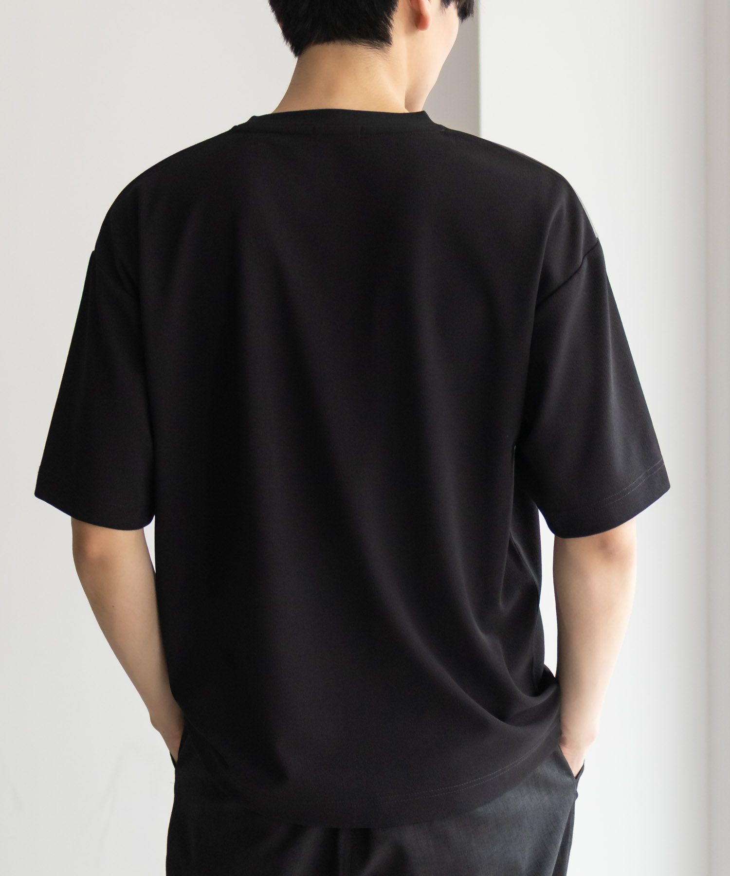 URBAN COLLECTION  カットジョーゼット 布帛パネル切替テーパードTシャツ メンズ メール便 対応商品商品サムネイル-13
