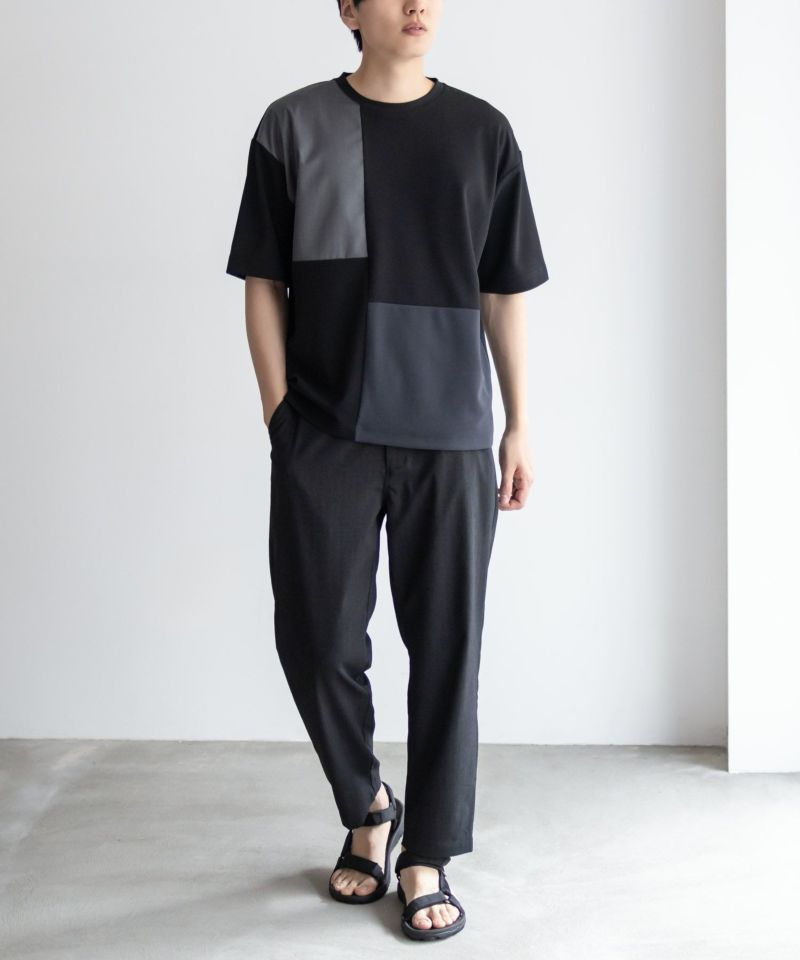 URBAN COLLECTION カットジョーゼット 布帛パネル切替テーパードTシャツ メンズ メール便 対応商品商品画像-14